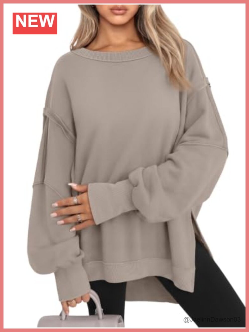 Oversized Crewneck Sweatshirt Side Slits Y2K Pullover
